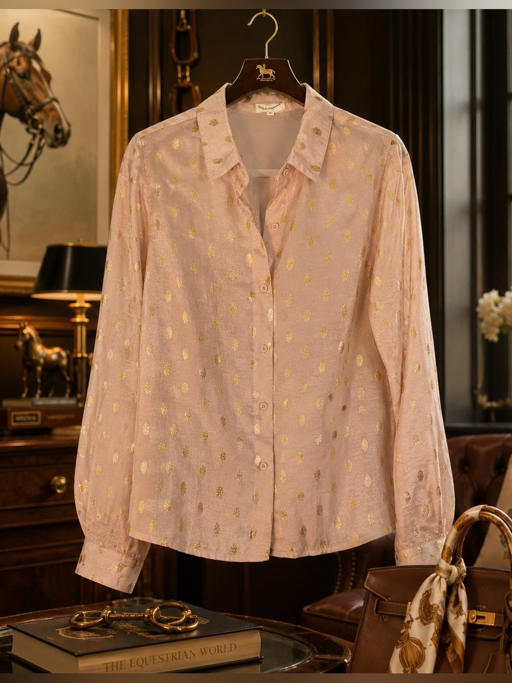 Lala Factory Elegant Gold Polka Dot Women's Top